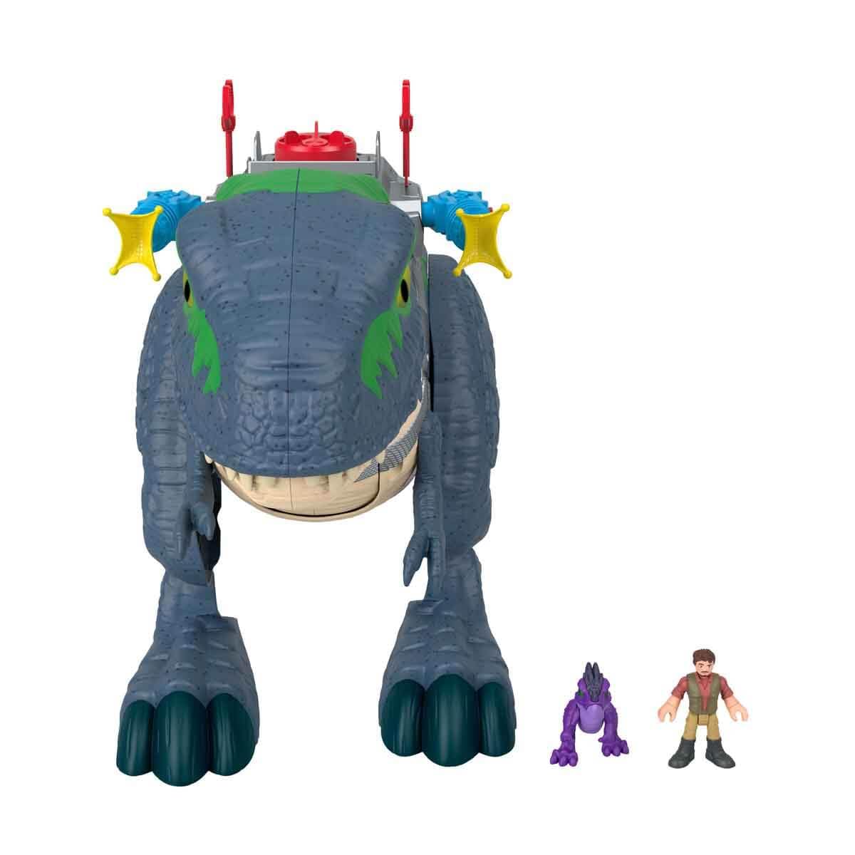 Fisher-Price Imaginext Jurassic World Rebirth Dinosaur Playset, Ultimate Action Chomp T. rex 18-inch Dino Toy with Lights, Sounds, Motion & 2 3-inch Action Figures