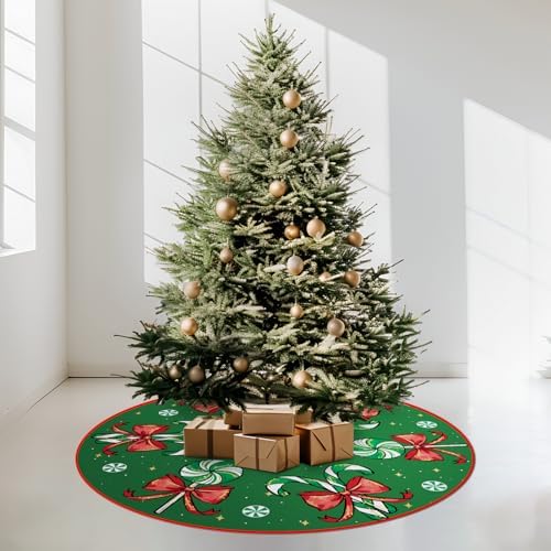 Christmas Tree Skirt Green Tree Skirts Candy Cane Decorations Xmas Tree Skirt Tree Mat 36 Inch Winter Christmas Decor for Home