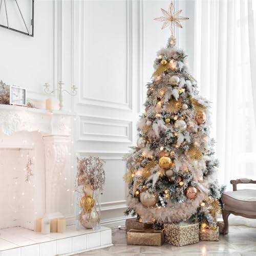 Noiclub Christmas Tree Topper Gold Glitter Star for 6-8FT Christmas Trees