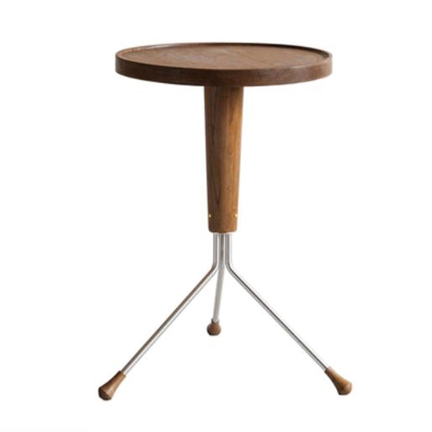YUHUAWF Small Round Table Small Round End Table for Spaces, Wood Side Plant Stand with Metal Legs, Couch Accent for Living Room, Entryway, Bedroom Side Table(Dark Brown)