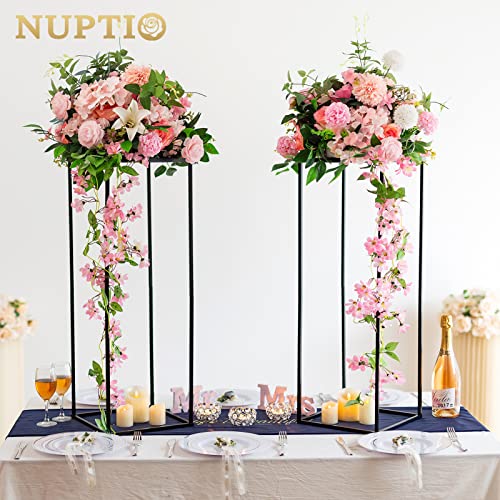 Nuptio Black Vases - 10pcs, 31.5" Tall for Wedding & Party Centerpieces - color: Black, size: 31.5 inch - 10 PCS