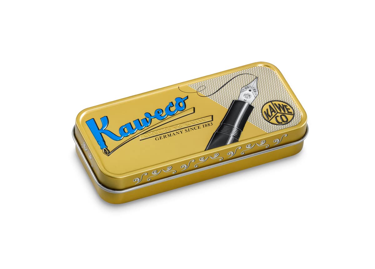 Kaweco LILIPUT Ball Pen Fireblue with Cap Retractable Ballpoint Pen with a Standard D1 Refill in a Tin Box Metal Ball Pen 13 cm