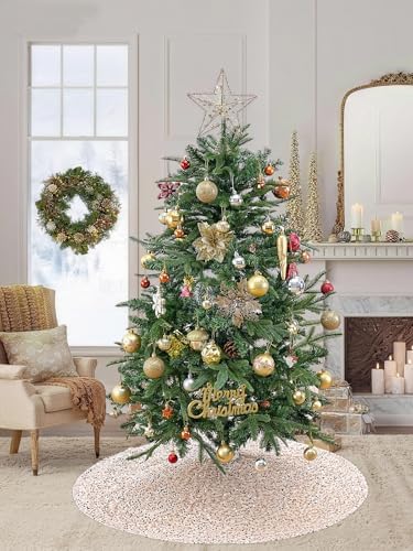 Glitter Christmas Tree Skirt 36 Inches: Champagne Gold Small Sequin Tree Skirt Cover for New Years Party