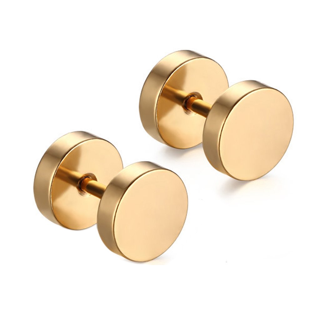Xusamss Punk Body Piercing Titanium Steel Round Barbell Stud Earrings