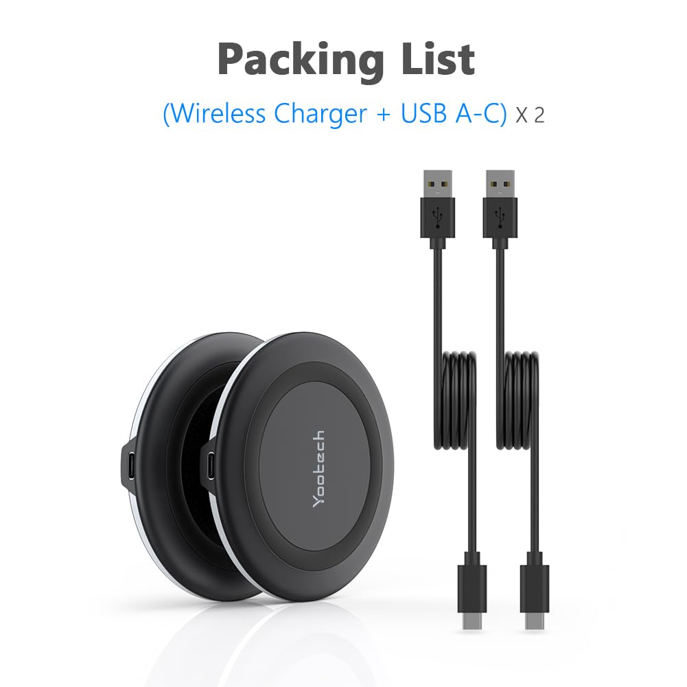 Yootech [2 Pack] Wireless Charger,10W Max Wireless Charging Pad Compatible with iPhone 17/17 Pro/17 Pro Max/Air/16/15/14/13/SE 2022/12/11,Samsung Galaxy S25/S24,for AirPods Pro 3(No AC Adapter)