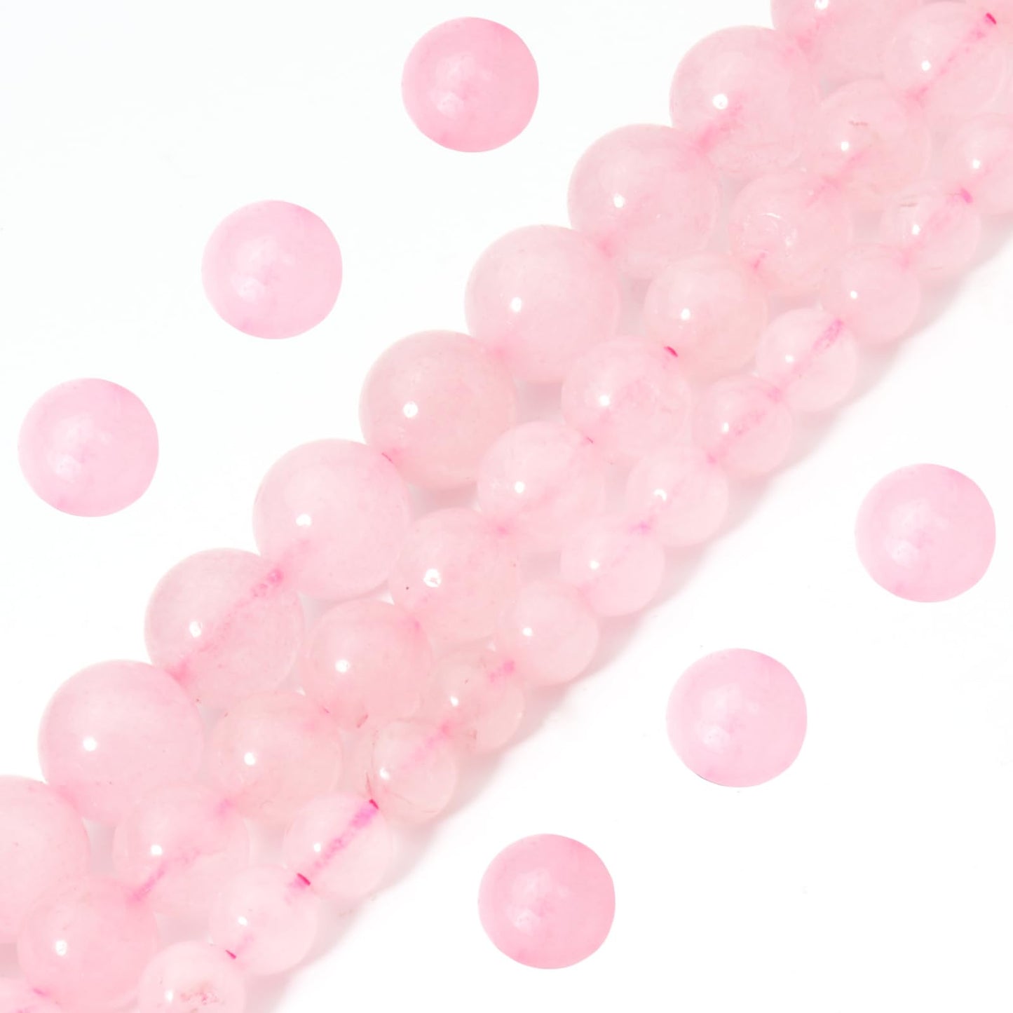 Siomia 45pcs 8mm Natural Rose Quartz Gemstone Beads Energy Healing Crystal Round Loose Stone Beads for Jewelry Making, DIY Bracelets Necklaces
