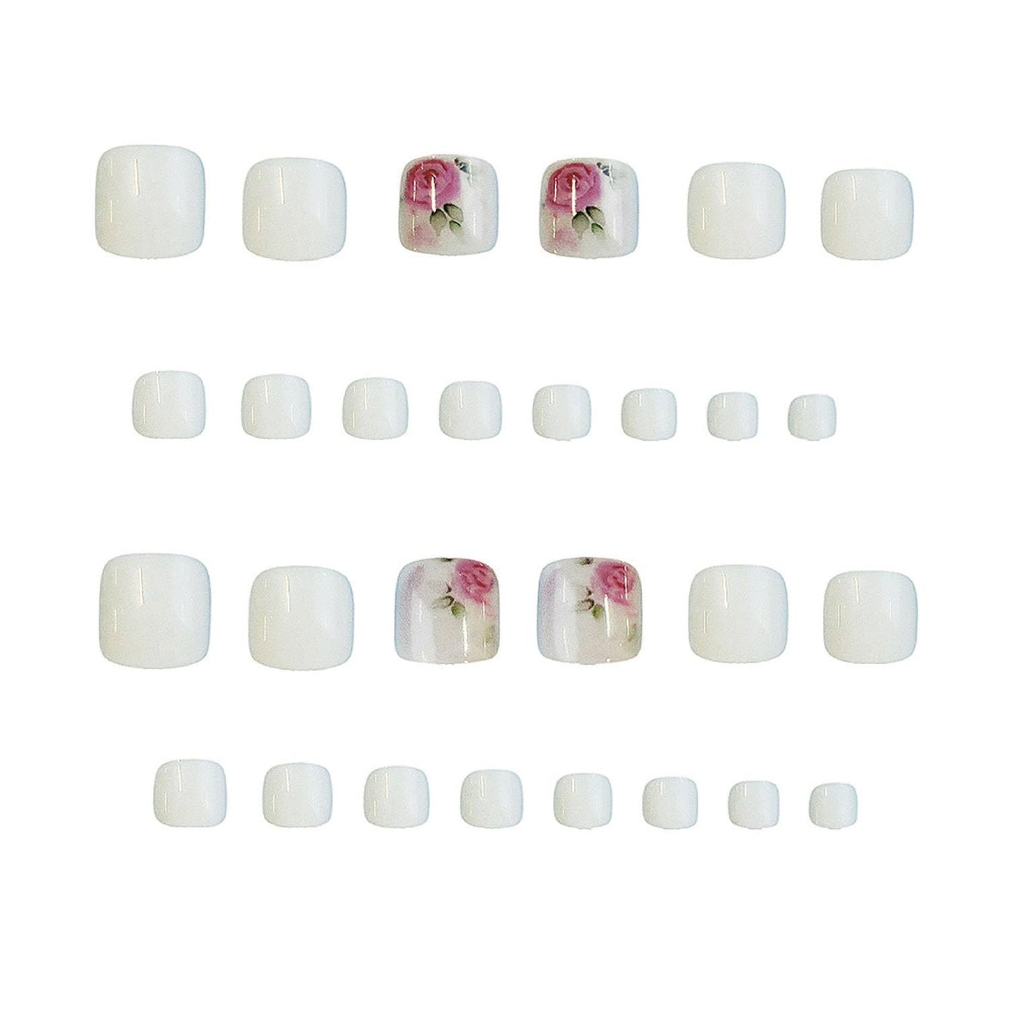 FIEONCIY Press on Toenails with Designs Acrylic Fake Nails for Toe Artificial False Nails with Charms Press on Toe Nails for Spring Summer Stick on Toenails for Women Girls(WSJ2542)