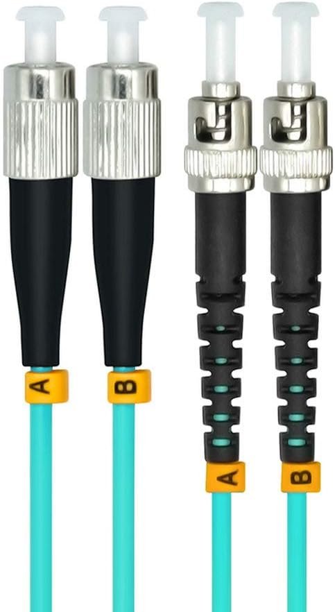 Jeirdus 50Meters 160ft FC to ST Duplex 50/125 10G OM3 Multi-Mode Fiber Optic Cable Jumper Optical Patch Cord FC-ST