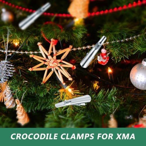 jojofuny Alligator Clips Ornament Clips 50pcs Silver Stainless Steel Corrosion Resistant and Lightweight for Christmas Tree Decor and Wreaths for DIY Holiday Decoration