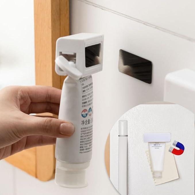 Magnetic Toothpaste Squeezer,Toothpaste Seat Holder Tube Squeezing Aids,Wall-mountable Dispens for Toothpaste Sauces Cosmetics Ointments Paints