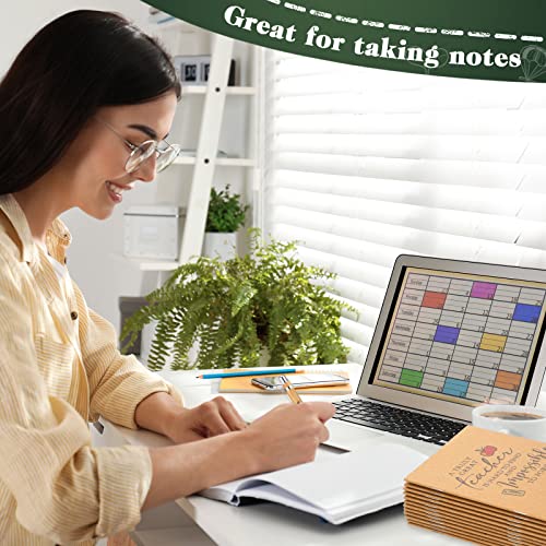 Kosiz 240 Pcs Teacher Appreciation Gifts Bulk Thank You Kraft Notebooks Set Motivational Mini Journal Notebook Inspirational Bamboo Ballpoint Pen Teacher Appreciation Day Gift for School Team Group