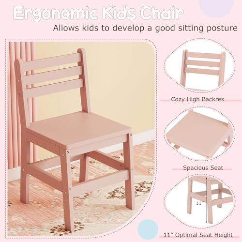 Costzon Kids Vanity, Girls Vanity Set with Lighted Mirror, Bookshelf, Drawer, Storage Cabinet & Shelves, Toddler Makeup Vanity Desk Dressing Table, Wooden Kids Vanity Table and Chair Set (Pink) - style: Pink with Bookshelf