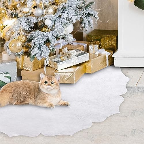 Christmas Tree Skirt,56 inch Classic Non-Woven Fabric White Tree Skirt,for Xmas Tree and Holiday Indoor Decoration(White, Large)
