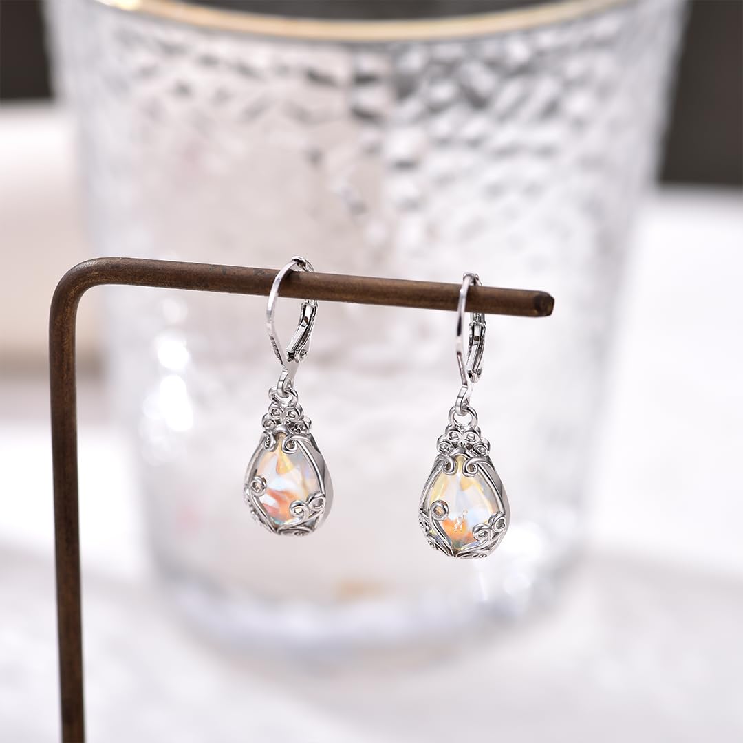 TALYKONG Moonstone Earrings for Women Teardrop Leverback Dangle Earrings for Women(moonstone teardrop)