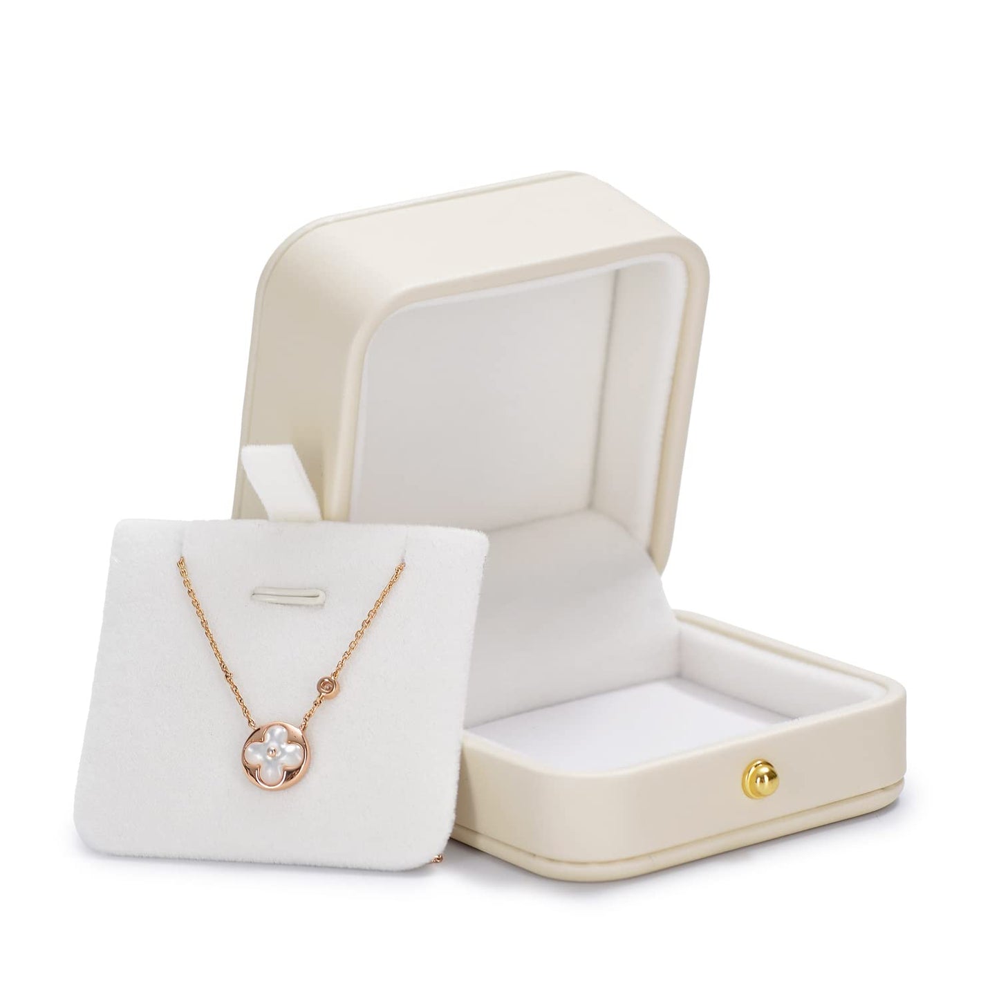 Oirlv Premium Leather Necklace Gift Box White Necklace Boxes for Jewelry Gift Velvet Interior Pendant Box