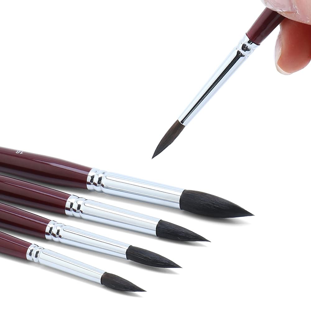Transon Squirrel Hair Round Paint Brush Set for Watercolor Gouache Ink Acrylic Art Painting Short-Handle