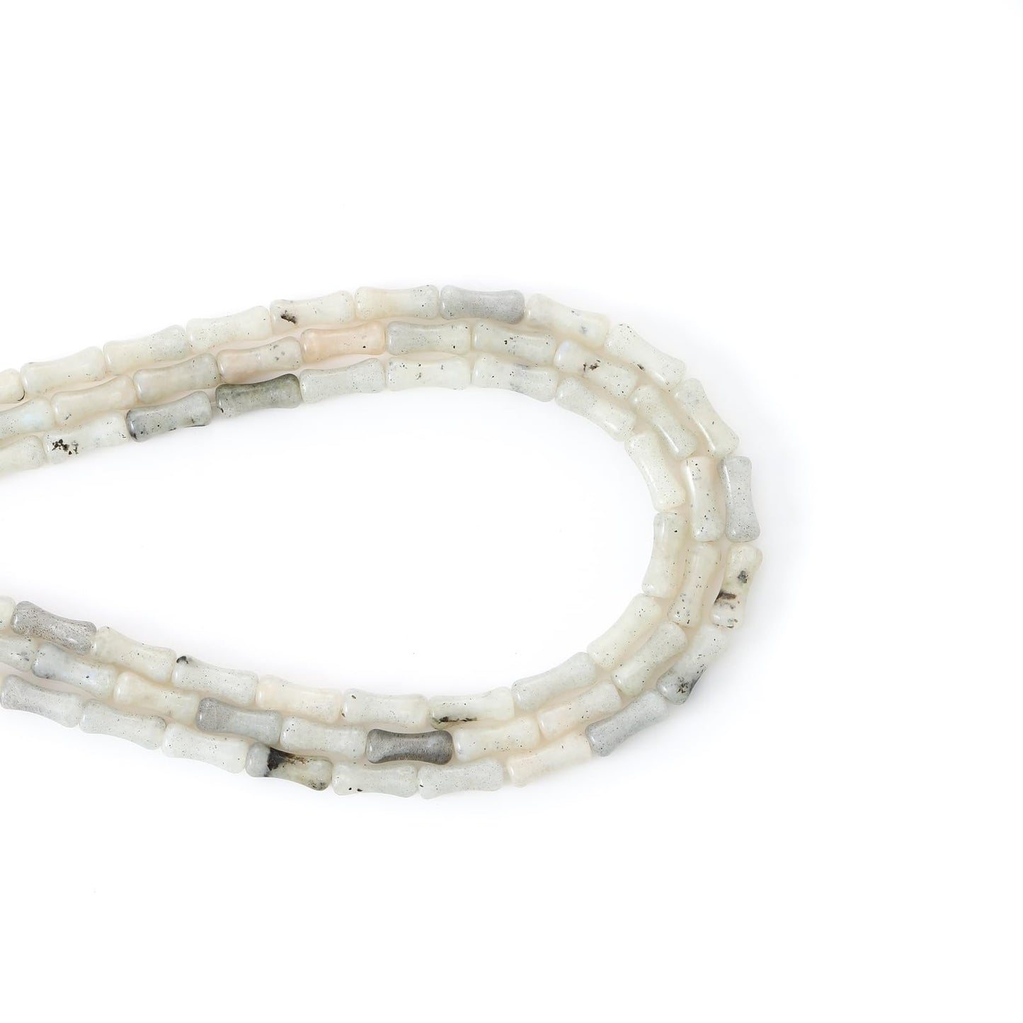 5x12mm Natural White Labradorite Stone Bamboo Shape Gem Healing Energy Loose Spacer Beads for DIY Necklace Bracelet Earring