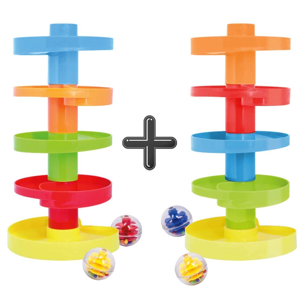 WEofferwhatYOUwant Ball Drop Toy – 14-Piece Expandable STEM Tower Set for Toddlers 9M+ | DIY Bridge, 1.8" Rattle Balls, Stackable Ramps | Safe, Durable Polypropylene | Interactive & Imaginative Play