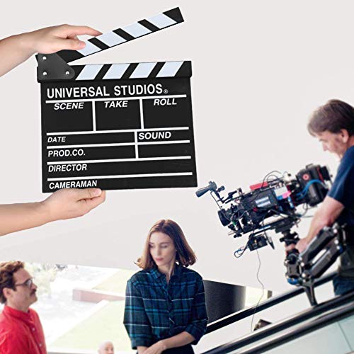 BIGOTTERS Movie Film Clap Board, Hollywood Clapper Board Wooden Film Directors Clapboard Photography Props for Movie Theme Party Decorations Night Party Accessory with Black & White, 12"x11"