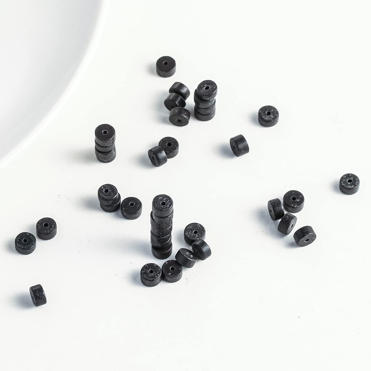 Natural Black Agate Stone Spacer Beads 6x3mm 38cm/str Flat Round Loose Semi Gemstone Caps for Making Bracelets Necklace