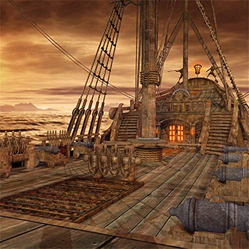 Yeele 7x7ft Vintage Sailboat Backdrop for Photography Nautical Battleship Old Wooden Deck Background Pirate Ship Kids Boy Adult Photo Booth Shoot Studio Props