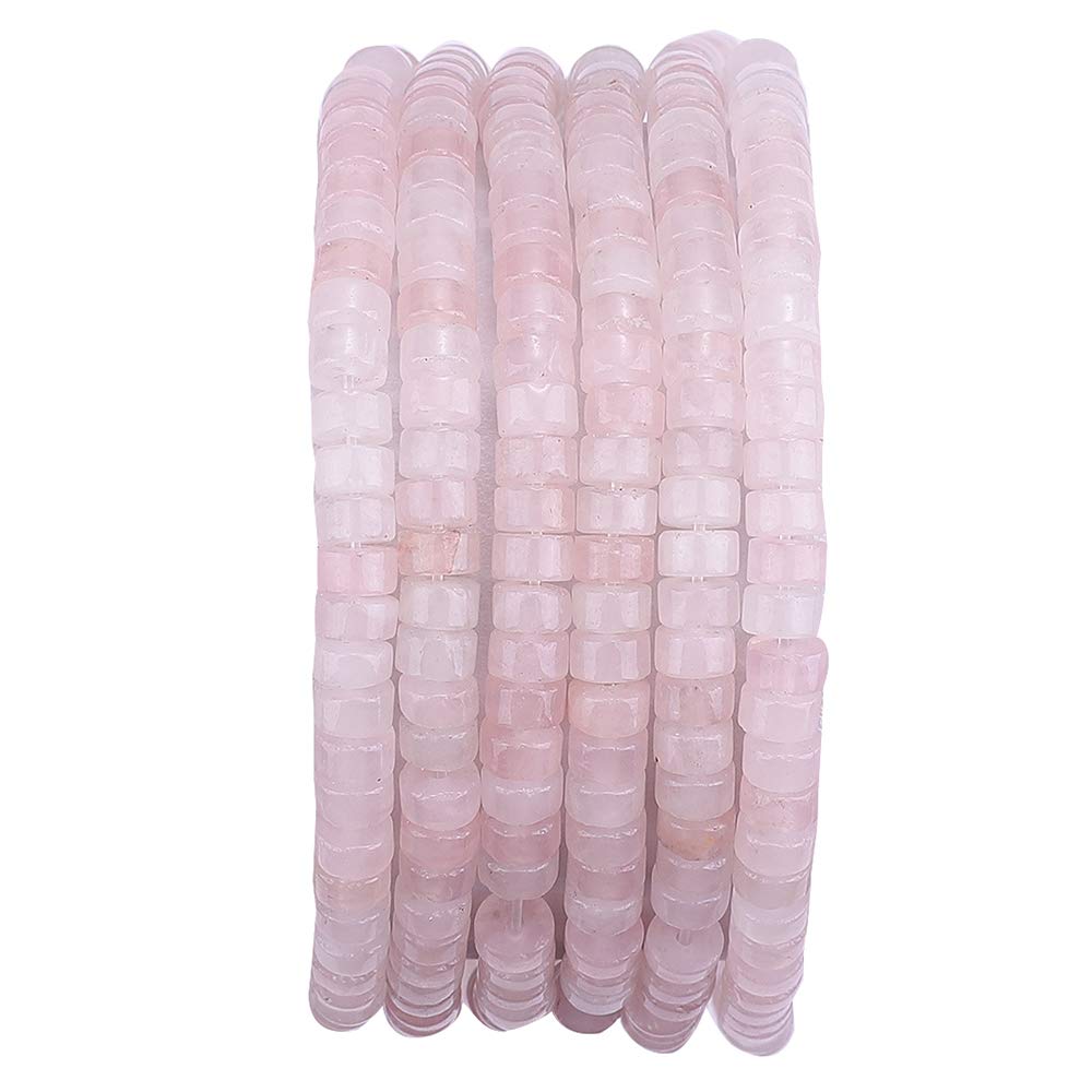 BEADIA Natural Rose Quarts Crystal Spacer Beads Caps Loose Semi Gemstone for Beading Jewelry Making 4mmx2mm 38cm