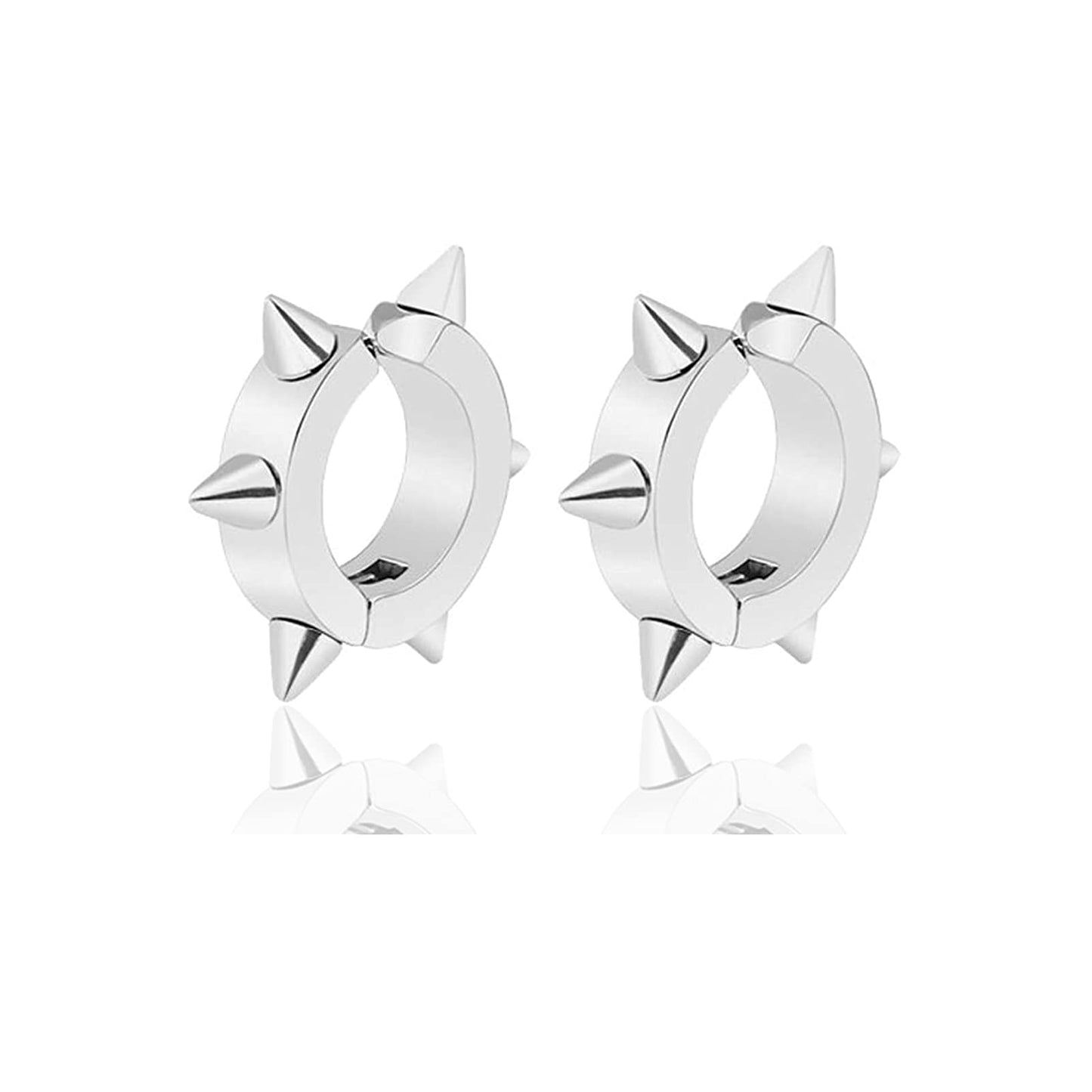 Xusamss Punk Jewelry Stainless Steel Spike Rivet Ear Clip Earrings