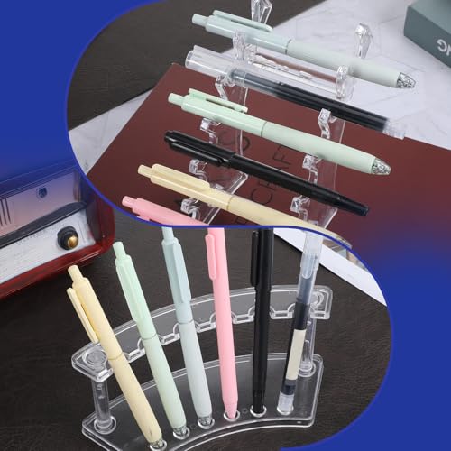 salbsever 4 Pack Pen Stand Display, Acrylic Brush Holder Clear Pen Holder 6-slots Display Stand for Makeup Brushes, Nail Brushes, Home Office Use