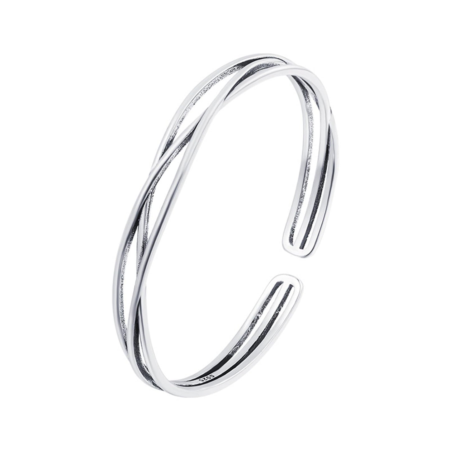 Handmade 925 Sterling Silver Bangle Bracelets For Women Hollow Layered Cuff Bangles Geometric Line Bangle Bracelets Open Adjustable Bangles For Women Minimalist Statement Bangle Christmas Gifts