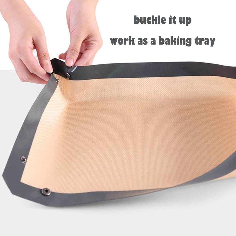 CANDeal 1 PC Silicone Fiber Baking Mat with Buckle, No Leak & Non Stick, Corners Snap Together to Form Leakproof Baking Tray, Oven Liner (12x8.2 inch(30x21cm))