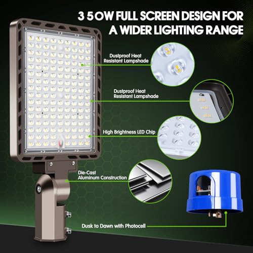 350W LED Parking Lot Light Slip Fitter Mount 52500LM Dusk to Dawn 5000K Led Flood Light Outdoor Area Security Commercial IP65 Waterproof 100-277V for Driveway Parking Lot Stadium - size: 350W Pole Mount