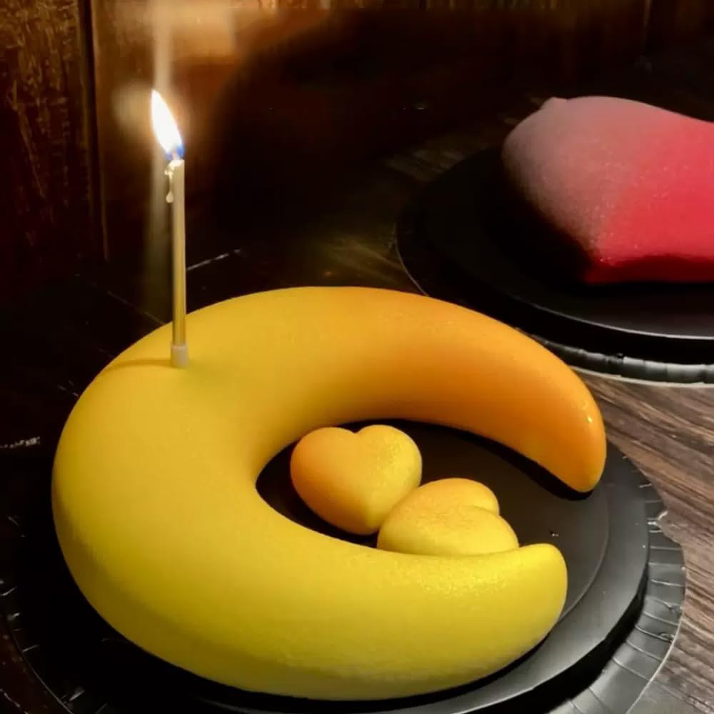 EchoDone Crescent Moon Shape Silicone Cake Pan, Moonlight Sonata Mousse Cake Bread Pizza Baking Mold Kitchen Bakeware Tools