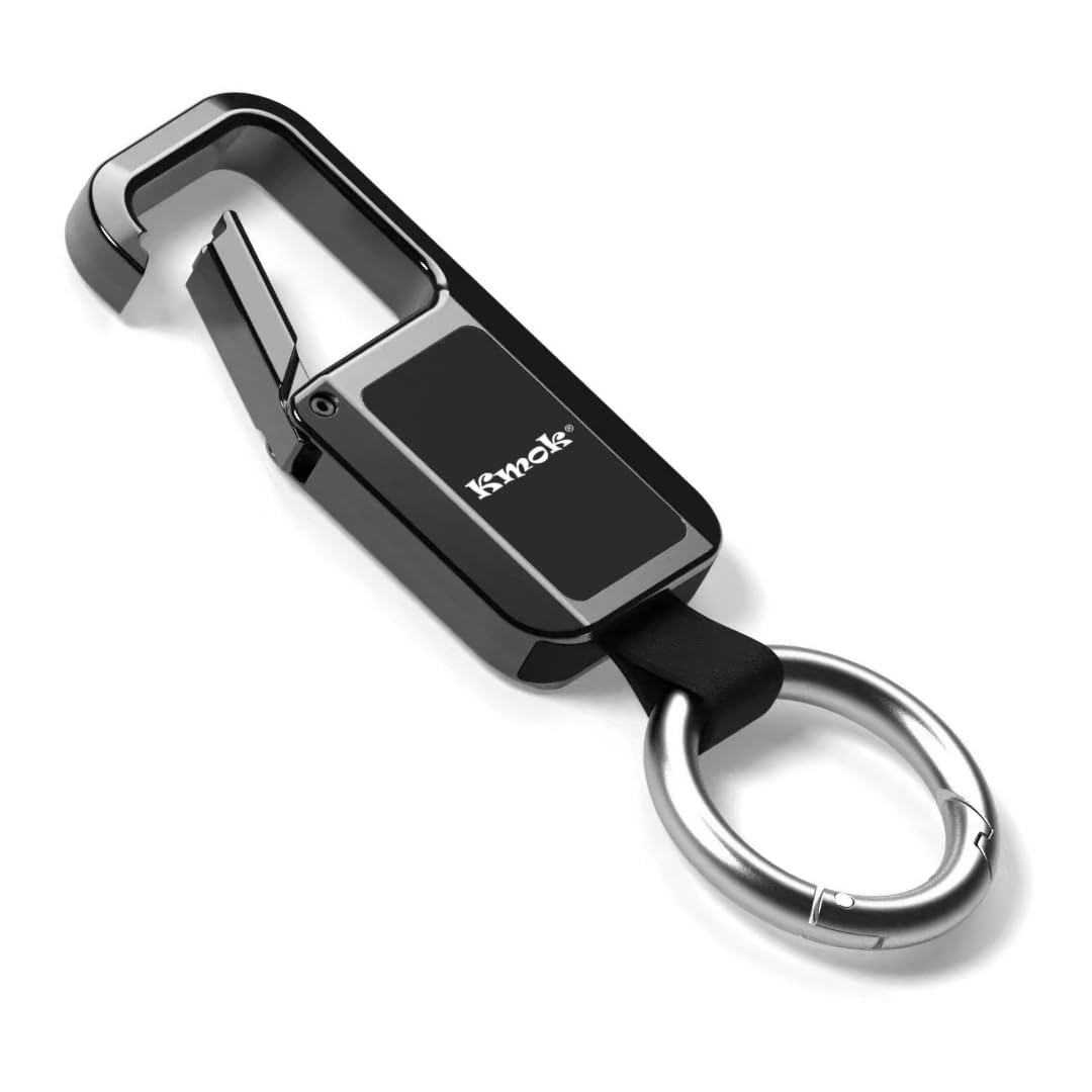 KeyTrack Pro Keychain with Smart Tracker, Men's Keychain Works with Find My App, Heavy Duty Car Key Chains Fob Carabiner, Key Finder GPS Tracker