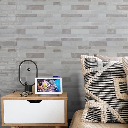 WOWSTAR 10 Sheet Marble Peel and Stick Backsplash for Kitchen,Self-Adhesive Tile Backsplash for Kitchen, Bathroom, 12" x 12", (Beige & White) - color: Beige