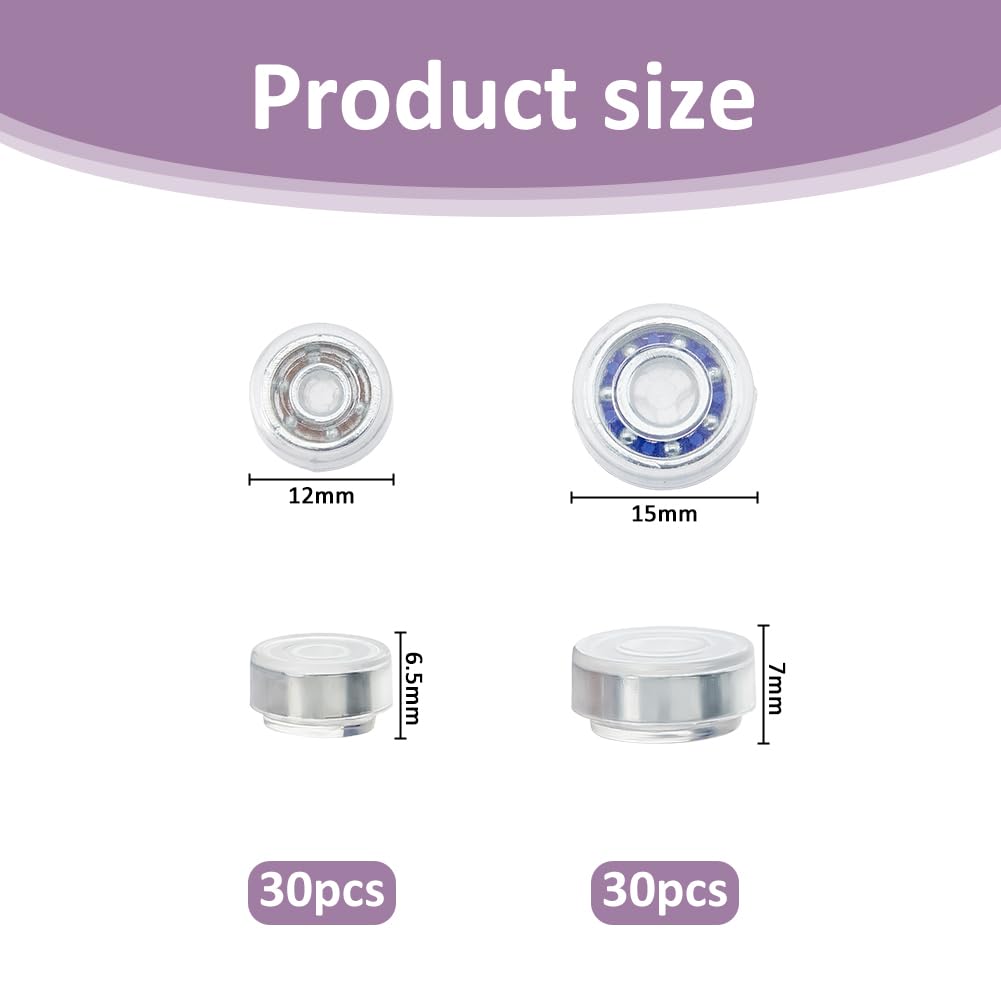 SUPERFINDINGS 60Pcs Spinning Nail Charms 2 Sizes 3D Nail Art Rotating Bearing 360 Degree Flat Round Iron Plastic Cabochon Clear Creative Jewelry Rotating Tools For DIY Craft Jewelry Design
