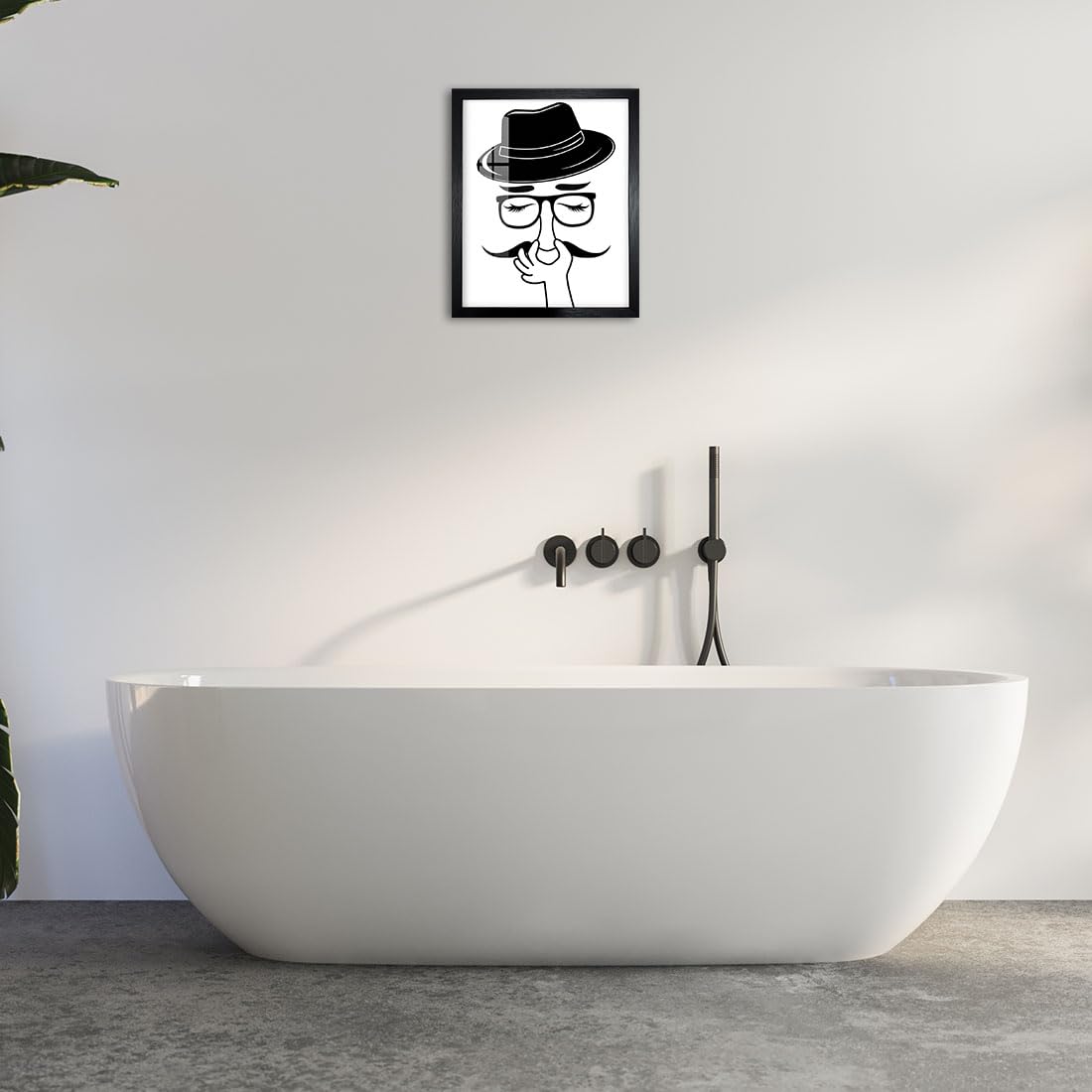 Biufo Humorous Bathroom Wall Art Poster, Bad Smell Minimalistic Canvas Print Art Decor, Bathroom Restroom Wall Decor (10L x 8W, Framed)