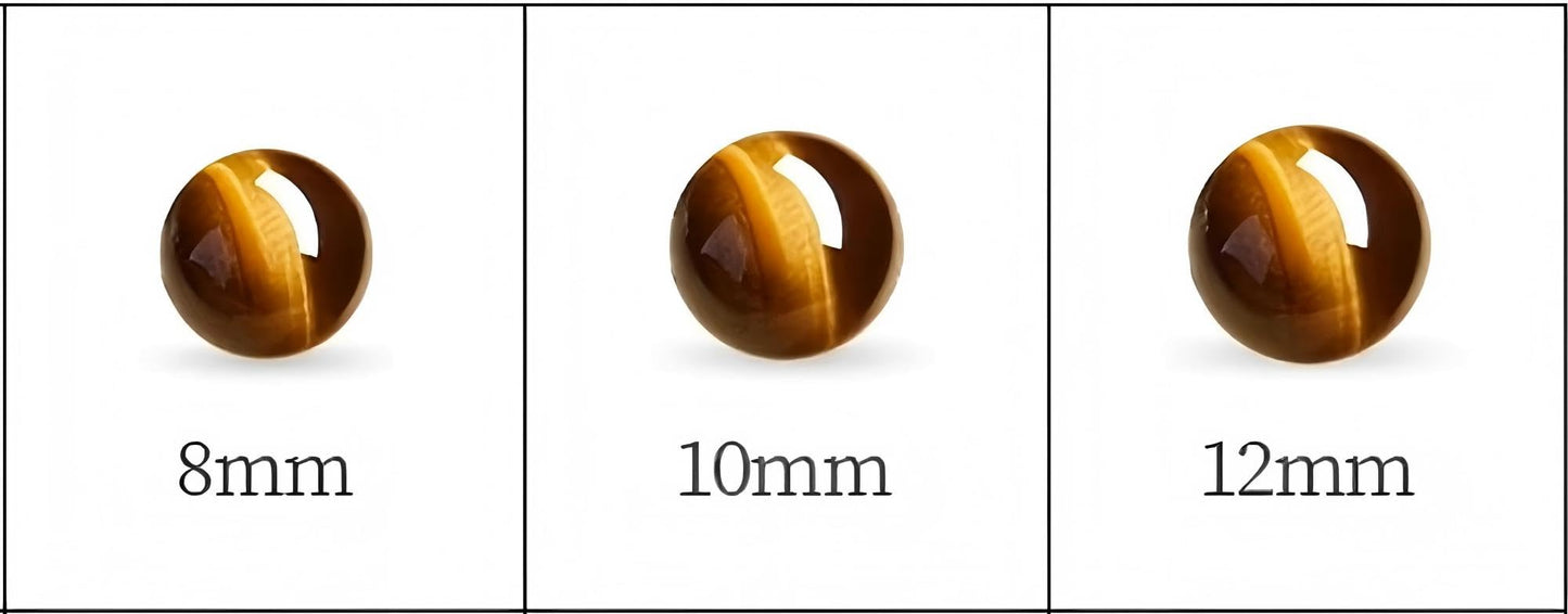 Rosolaratop Natural Tiger Eye Stone Bracelet, 8-12mm Healing Energy Gemstone Beads, Elastic Stretch Design for Yoga and Meditation (8MM)