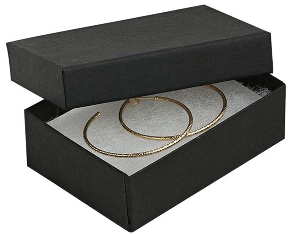 RJ Displays 100 Pack Premium Cardboard Jewelry Boxes with Cotton Filled Bulk Assorted Small Gift Boxes for Necklaces, Bracelets & Earrings (Black Matte)-Premium bulk small gift box 3.25x2.25x1 Inches