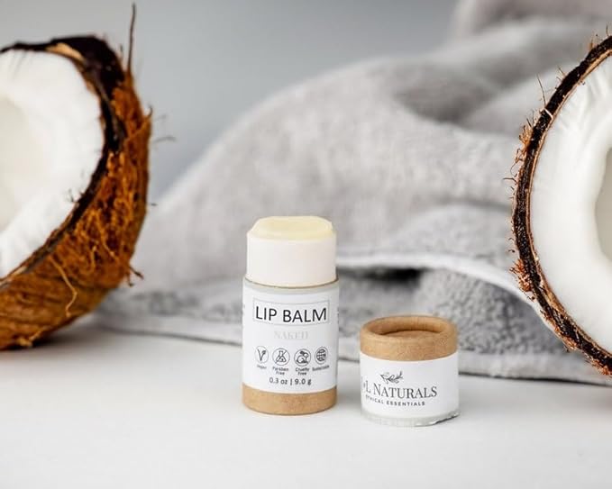 J&L Naturals Sustainable Lip Balm | Organic Ingredients, 100% Natural, Eco-Friendly | Cruelty Free, Vegan, Paraben Free, Silicone Free (Naked (Unscented), Single)
