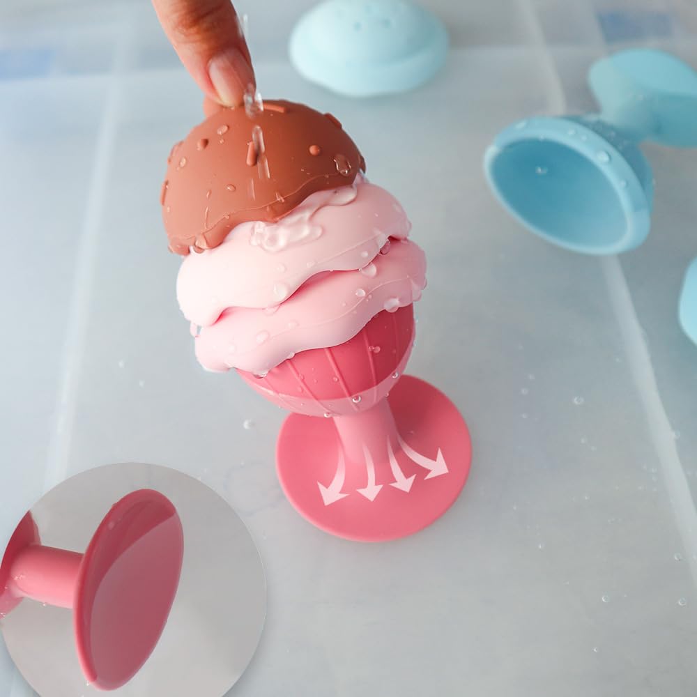 HertyPals Bath Toys, Silicone Ice Cream Stacking Toy, Baby Bath Toy, Connect, Build, Create - Bathtub Toys
