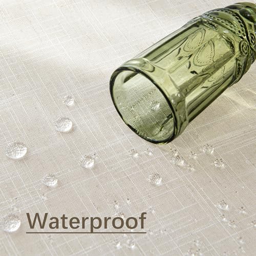 Natural 100% Polyester Textured Rectangle Tablecloth, Slubby Lightweight Table Cloth 60 x 84 Inch, Water Resistant Stain Resistant Farmhouse Burlap Table Cover for Kitchen Dining Room - color: Natural, size: 84" x 60" (Rectangular) (1 Pack)