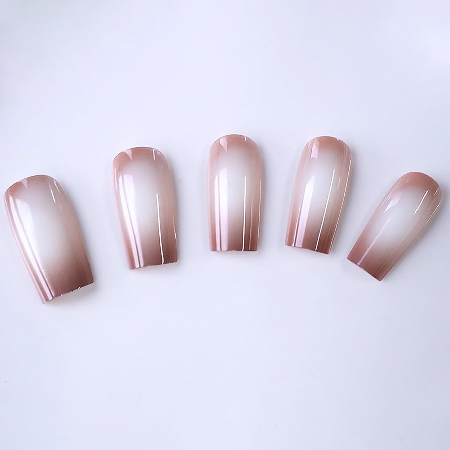 RUOKEXIN Medium Press on Nails Square Fake Nails Brown Ombre False Nails with Designs Fall Nail Press ons Sparkly Acrylic Artificial Nails for Women 24Pcs