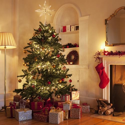 Noiclub Christmas Tree Topper Gold Glitter Star for 6-8FT Christmas Trees