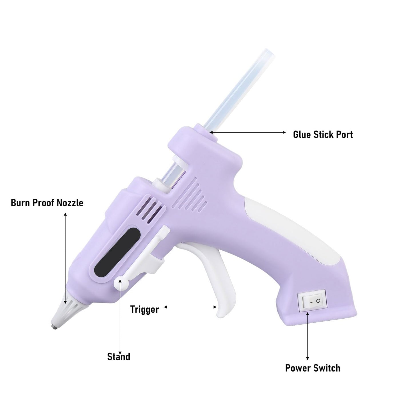 Cordless Glue Gun, Mini Glue Gun, with 10 Glue Sticks, Cordless Hot Melt Glue Tool, Rechargeable Hot Glue Gun Kit, for DIY Gift Craft Decor (Violet)