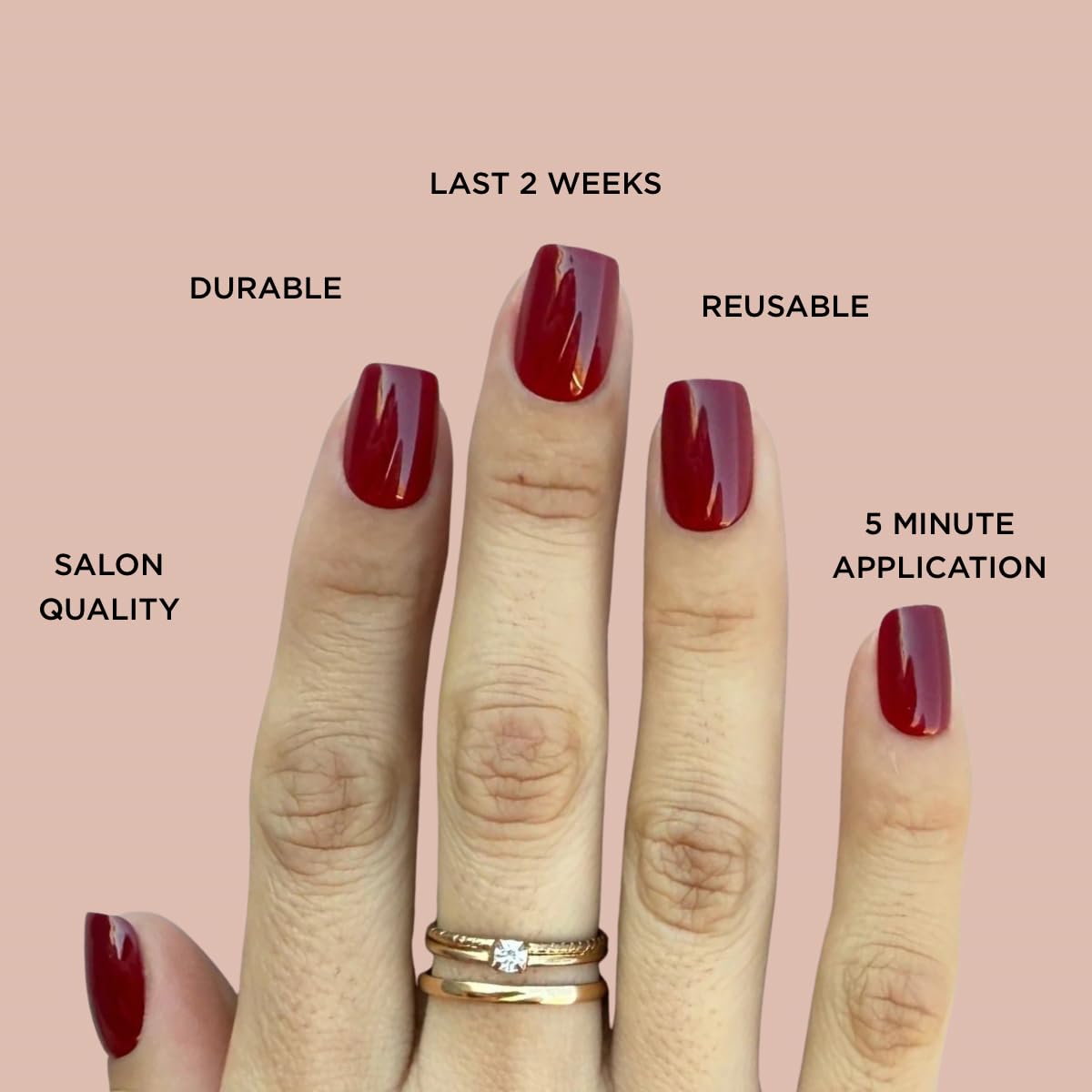 AFTER HOURS Press-On Nails by Lavaa Beauty | Short Square Glossy Bright Burgundy Nails
