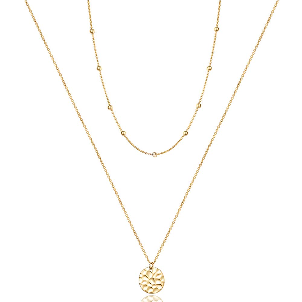 Turandoss Disc Layering Necklaces Handmade Jewelry Choker Delicate Necklace Simple Choker Necklace for Women
