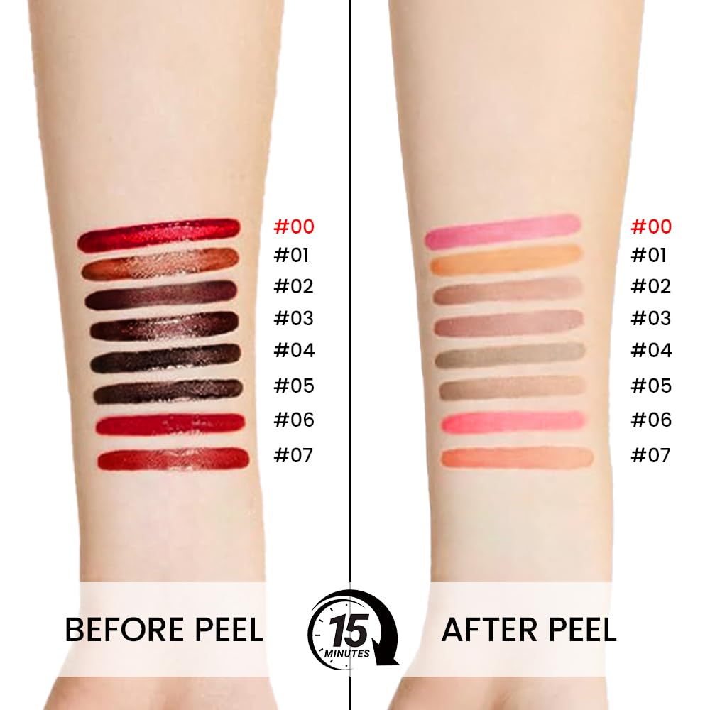 Peel Off Matte Liquid Lip Gloss Stain-Lip Liner with Tweezer, Delicate Pink Peel Off Lip Stain, Long Lasting & Waterproof Lipstick Tattoo, Transfer-Proof Lip Gloss for All Skin Types (00#, 1Pcs)
