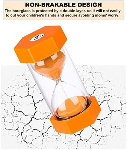 Sand Timer 3 Minute Hourglass Timer: Plastic Sand Watch 3 Min, Large Orange Sand Clock 3 Minutes, Colorful Hour Glass Sandglass Timer for Kids, Games, Classroom, Kitchen, Decoration