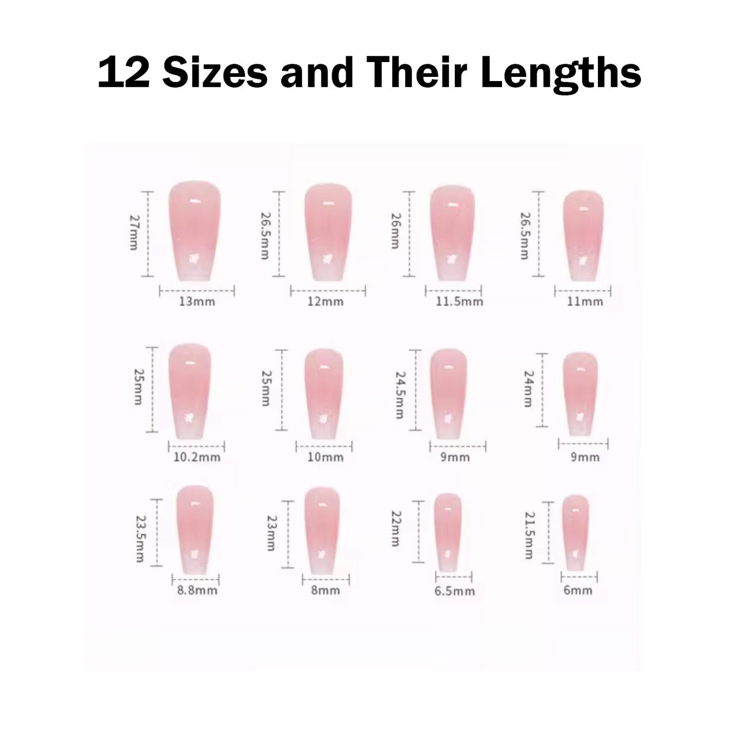 Hkanlre Bling Coffin Press on Nails Fake Nails Tips Full Cover Medium False Gradient Nails for Women and Girls 24PCS (Coffin pink)