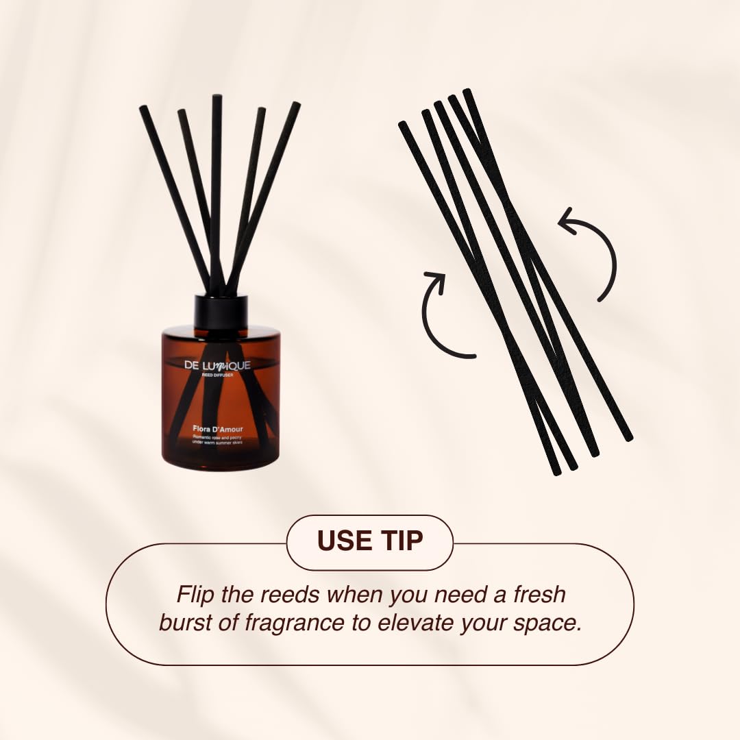 De Lumique Lush Orchard Reed Diffuser, Aromatherapy Diffuser with Essential Oils – Long-Lasting, Fruity Floral Scent for Relaxation – Reed Diffusers for Home Decor – 150ml